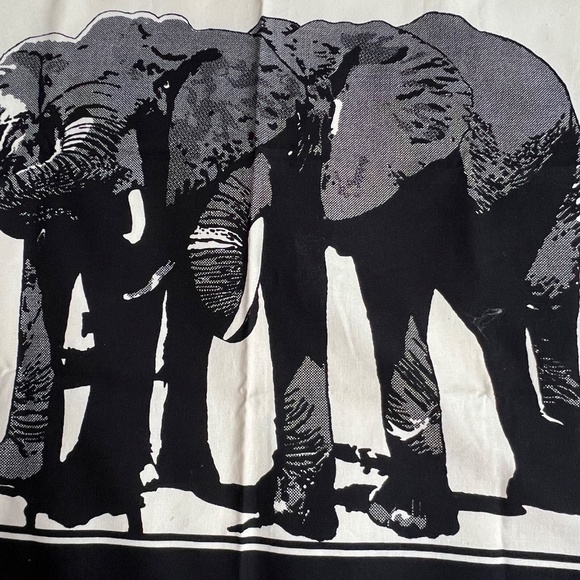 Stromma Sweden Frances Butler Fabric Print Art Black White Elephant 29" square - Picture 2 of 4